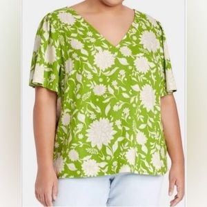 Ava & Viv Green Floral Top Size 3X